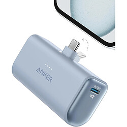 SANAG Nano Power Bank, Mini Chargeur Portable Avec Connecteur Usb-C Pliable Intégré, Batterie 5 000 Mah 22,5 W, Pour Samsung Série S22/23, Série Note20, Lg, Huawei, Ipad Pro/Air, Airpods, Etc.(Bleu)