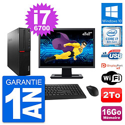 PC Lenovo M800 SFF Ecran 22" Intel i7-6700 RAM 16Go Disque 2To Windows 10 Wifi - Occasion