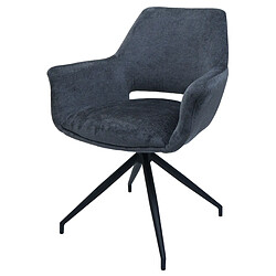 Decoshop26 Chaise de salle à manger x1 rembourrée avec accoudoir rotatif en tissu gris foncé et métal 04_0006350