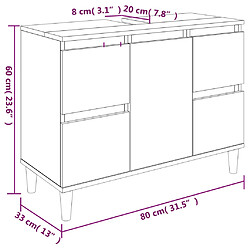 vidaXL Meuble d'évier noir 80x33x60 cm bois d'ingénierie pas cher