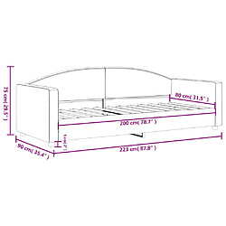 vidaXL Lit de repos sans matelas taupe 80x200 cm tissu pas cher