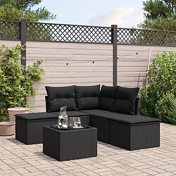 Maison Chic Salon de jardin 6 pcs avec coussins | Ensemble de Table et chaises | Mobilier d'Extérieur noir résine tressée -GKD34436