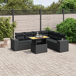 Maison Chic Ensemble Tables et chaises d'extérieur 7pcs avec coussins,Salon de jardin noir résine tressée -GKD270209