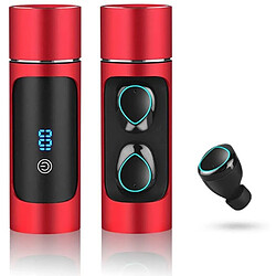 Chrono Écouteurs Bluetooth 5.0 TWS 1000Mah Power Bank Casque Écouteurs intra-auriculaires HiFi sans fil Appel mains libres sport, Qualité sonore HiFi, Réduction intelligente du bruit(rouge)