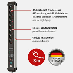 Brennenstuhl Premium-Protect-Line Steckdosenleiste 8-fach 3m grau/schwarz