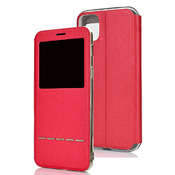 Wewoo Coque Support horizontal pour iPhone 11 Pro texture matte étui téléphone portable avec fenêtre à affichage à l'écran et bouton en métal coulissant déverrouiller rouge