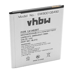 vhbw batterie compatible avec Lenovo A620T, A628T, A708T, S898T, S898TS smartphone (2050mAh, 3,7V, Li-Ion)