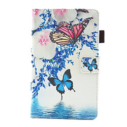 Wewoo Housse Étui bleu et rouge pour Samsung Galaxy Tab A 8.0 / T380 & T385 papillon motif flip horizontal en cuir avec porte-cartes fentes cartes