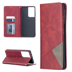 Etui en PU motif géométrique avec support et porte-cartes rouge pour votre Samsung Galaxy S30 Ultra