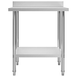 Helloshop26 Table de travail de cuisine avec dosseret 80 x 60 x 93 cm acier inoxydable 02_0001909