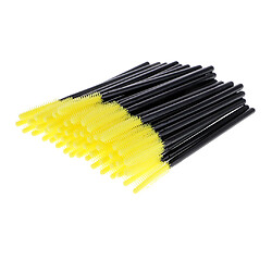 50pcs silicone extension cils brosses mascara baguettes applicateurs de maquillage jaune