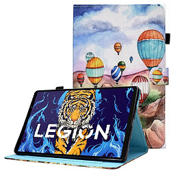 Etui en PU plein motif cousu, anti-chute avec support et porte-cartes pour votre Lenovo Legion Y700 TB-9707F - Montgolfière