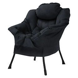 ML-Design Fauteuil Relax Fauteuil de salon Fauteuil à oreilles Coton Noir