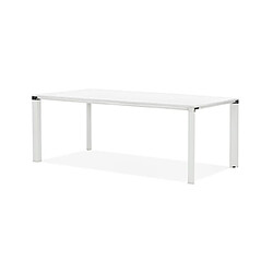 Avis Mes Bureau design 200x100x74,5 cm plateau blanc et métal blanc - WARNY