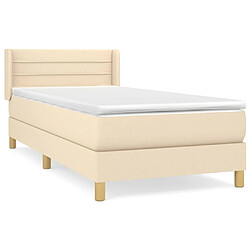 Maison Chic Structures de lit + matelas,Lit à sommier tapissier avec matelas Crème 80x200 cm Tissu -MN54585