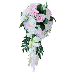 Mariage Main Bouquet De Mariée Tenant Des Fleurs Artificielles Blanc + Rose