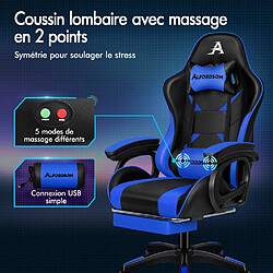 Acheter ALFORDSON Chaise Gaming avec Chaise Bureau de Massage Lombaire Bleu et Noir