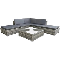 vidaXL Salon de jardin avec coussins 6 pcs résine tressée gris