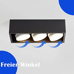 Acheter NETTLIFE 3 Spots de plafond en saillie LED carré noir orientables blanc chaud 3x5W GX53 pour cuisine salon salle à manger chambre couloir