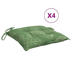 vidaXL Coussins de chaise lot de 4 à motif de feuilles 40x40x7 cm