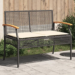 Maison Chic Banc de jardin | Chaise de jardin avec coussin noir résine tressée et acacia -GKD75726