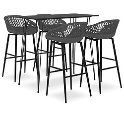 vidaXL Ensemble de bar 5 pcs Noir et gris