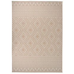 vidaXL Tapis à tissage plat d'extérieur 120x170 cm Rayures brunes