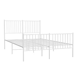 Acheter Maison Chic Lit adulte - Lit simple Cadre de lit métal avec tête de lit/pied de lit,Structure du lit Contemporain pour chambre blanc 135x190cm -MN97508