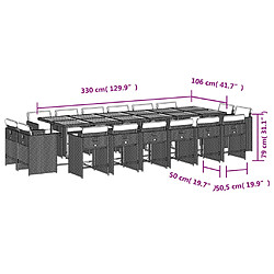 vidaXL Ensemble à manger de jardin 17 pcs coussins noir résine tressée pas cher