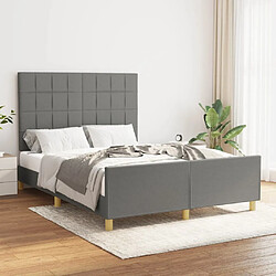 Maison Chic Lit adulte - Cadre Structure de lit avec tête de lit Contemporain Gris foncé 140x190 cm Tissu -MN56494