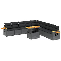 Maison Chic Salon de jardin 11 pcs avec coussins, Ensemble Tables et chaises d'extérieur noir résine tressée -GKD126222