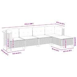 vidaXL Salon de jardin 5 pcs avec coussins gris résine tressée pas cher