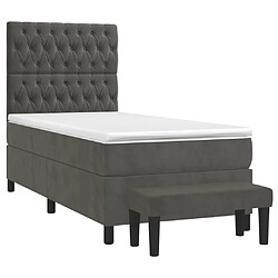 Avis Maison Chic Lit adulte- Lit + matelas,Sommier à lattes de lit et matelas Gris foncé 90x200 cm Velours -GKD22714