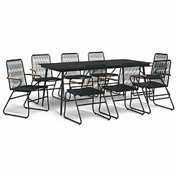 Ensemble à manger de jardin 9 pcs,Table et chaise à dîner noir rotin PVC -MN52131