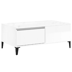 vidaXL Table basse Blanc brillant 90x50x36,5 cm Bois d'ingénierie