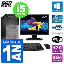 PC Tour Dell 3020 Ecran 22" Intel Core i5-4570 RAM 8Go SSD 120Go Windows 10 Wifi - Occasion