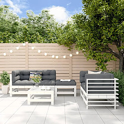 Maison Chic Salon de jardin 6 pcs - Table et chaises d'extérieur - Mobilier/Meubles de jardin Moderne Blanc Bois de pin massif -MN73553