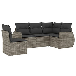 Maison Chic Ensemble de 5 Tables et chaises d'extérieur avec coussins,Salon de jardin gris résine tressée -GKD362879