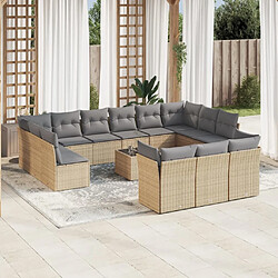 Maison Chic Salon de jardin avec coussins 14 pcs | Ensemble de Table et chaises | Mobilier d'Extérieur beige résine tressée -GKD25723