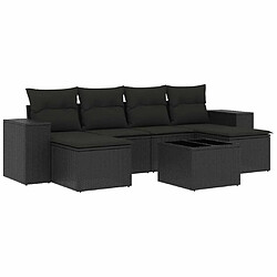 Maison Chic Salon de jardin 7 pcs avec coussins | Ensemble de Table et chaises | Mobilier d'Extérieur noir résine tressée -GKD27086