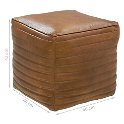 Acheter Aubry Gaspard Pouf cube en cuir.