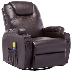 Helloshop26 Fauteuil électrique à bascule de massage confort relaxant massant détente synthétique marron 1702039