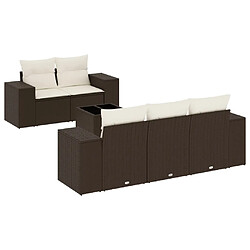 vidaXL Salon de jardin avec coussins 6 pcs marron résine tressée