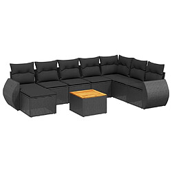 Maison Chic Salon de jardin 9 pcs avec coussins | Ensemble de Table et chaises | Mobilier d'Extérieur noir résine tressée -GKD22146