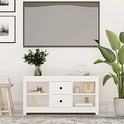 Maison Chic Meuble TV scandinave - Banc TV pour salon Blanc 103x36,5x52 cm Bois de pin massif -MN17850