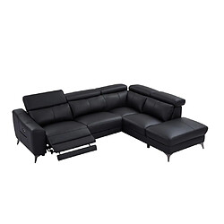 Acheter Vente-Unique Canapé d'angle droit relax électrique en cuir noir FORLO