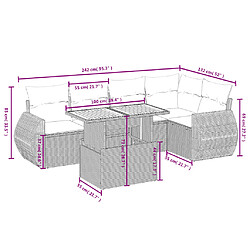 Avis vidaXL Salon de jardin avec coussins 6 pcs beige résine tressée