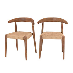 Rendez Vous Deco Chaise Alia en bois de teck et cordage type loom (lot de 2)