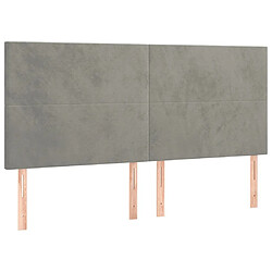 Maison Chic Lot de 4 Têtes de lit design pour chambre - Décoration de lit Gris clair 100x5x78/88 cm Velours -MN85375