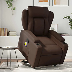 Maison Chic Fauteuil Relax pour salon, Fauteuil inclinable de massage Marron Similicuir -GKD67824